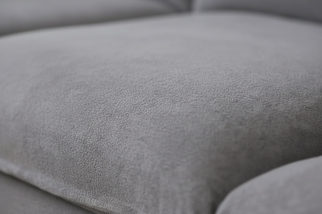 Close-up of smooth fine-grain chenille sofa fabric