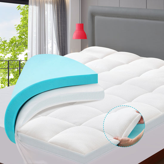 *Flash Mega Sale IHanherry 3.5 Inch Dual Layer Memory Foam and Pillow Top Mattress Topper