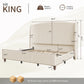 IHanherry 165cm Curved Headboard Velvet Bed Frame