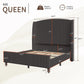 IHanherry 165cm Curved Headboard Velvet Bed Frame