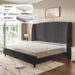 IHanherry 165cm Curved Headboard Velvet Bed Frame