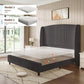 IHanherry 165cm Curved Headboard Velvet Bed Frame