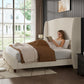 IHanherry 165cm Curved Headboard Velvet Bed Frame