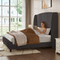 IHanherry 165cm Curved Headboard Velvet Bed Frame