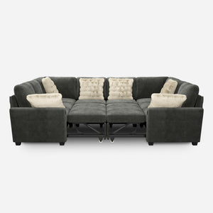 IHanherry Chenille Pull Out Sleeper Sofa with Storage Ottoman