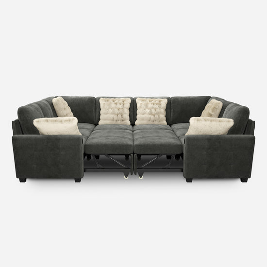 IHanherry Chenille Pull Out Sleeper Sofa with Storage Ottoman
