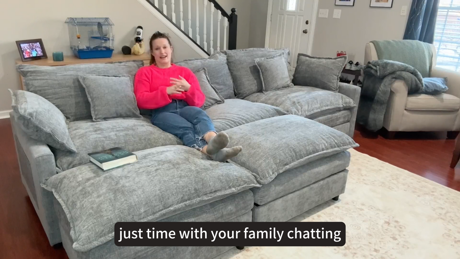 Load video: Customer Review of the IHanherry Cloudy Luxury Thickened Cushion Sectional Sofa