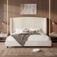 IHanherry 165cm Curved Headboard Velvet Bed Frame