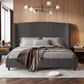 IHanherry 165cm Curved Headboard Velvet Bed Frame