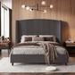 IHanherry 165cm Curved Headboard Velvet Bed Frame