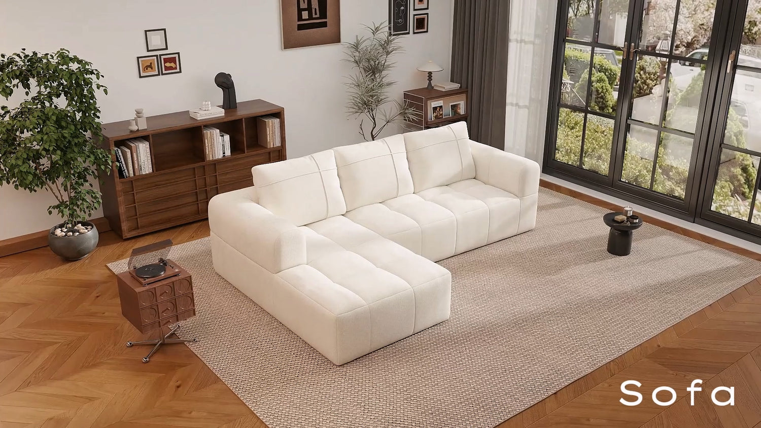Load video: video for IHanherry 109&quot; Comfy Sectional Sofa with Ergonomic Bolster &amp; Chaise