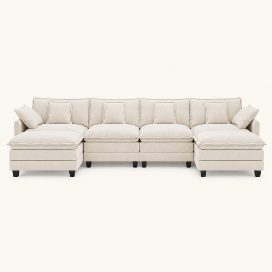 149.2 Inch Cloudy Luxury Thickened Cushion Modular Sofa (5 Colors)
