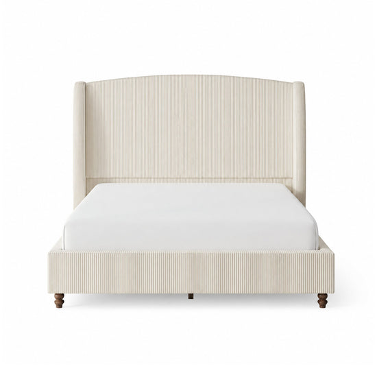 165cm Curved Headboard Velvet Bed Frame